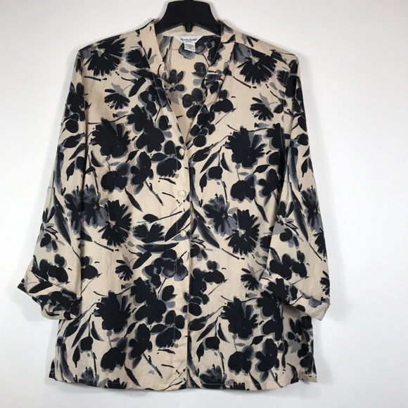 Alexandra Bartlett Blouse Linen Button down top Womens size 2X - Picture 1 of 9